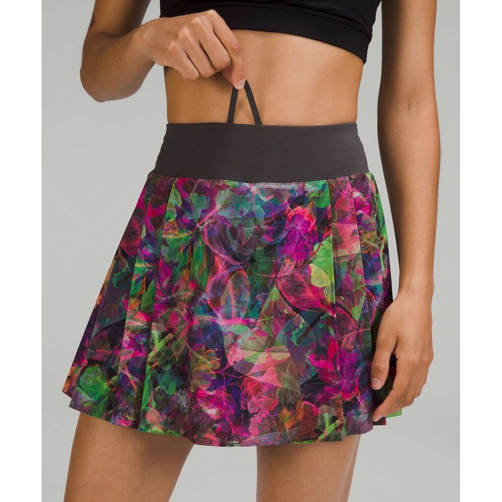 Lululemon Side-Pleat High-Rise Tennis Skirt / Skort Floral  Graphite Grey Size 4